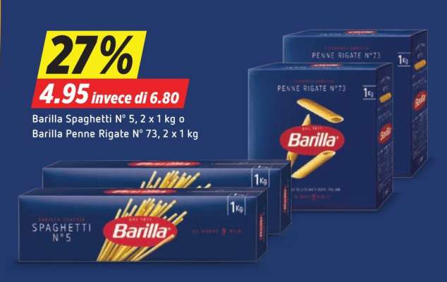 Barilla Spaghetti N° 5 o Barilla Penne Rigate N° 73