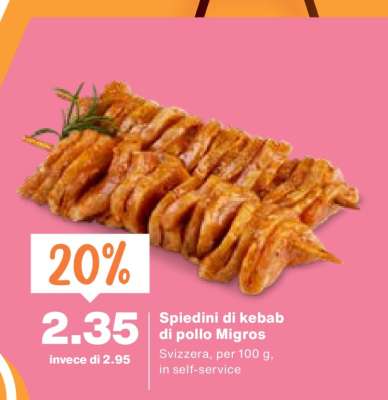 Spiedini di kebab di pollo Migros