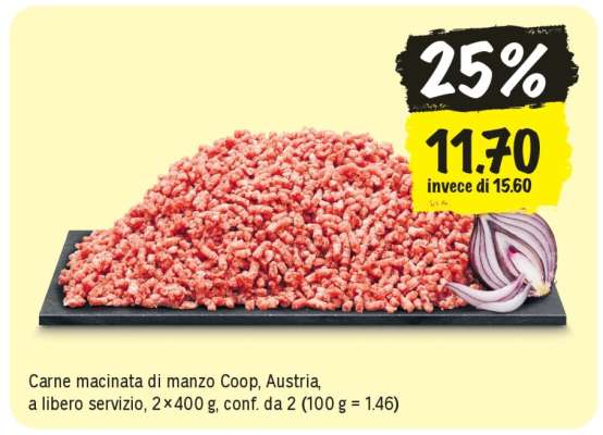 Carne macinata di manzo Coop, Austria