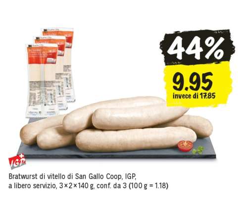 Bratwurst di vitello di San Gallo Coop, IGP
