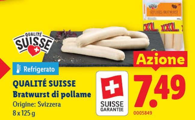 QUALITÉ SUISSE Bratwurst di pollame