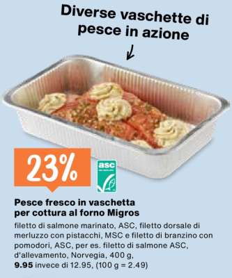 Pesce fresco in vaschetta per cottura al forno Migros