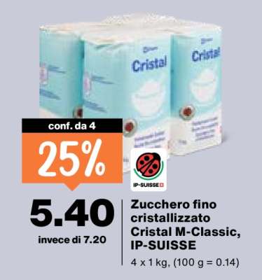 Zucchero fino cristallizzato Cristal M-Classic, IP-SUISSE