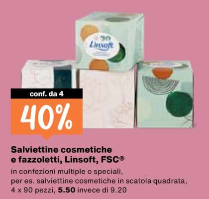 Salviettine cosmetiche e fazzoletti, Linsoft, FSC®