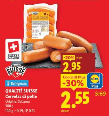 QUALITÉ SUISSE Cervelas di pollo