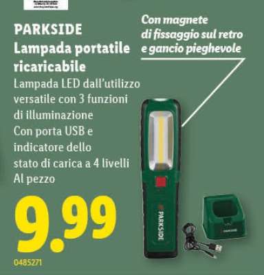 PARKSIDE Lampada portatile ricaricabile