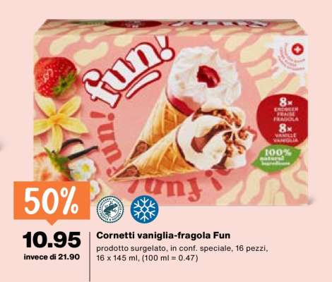 Cornetti vaniglia-fragola Fun
