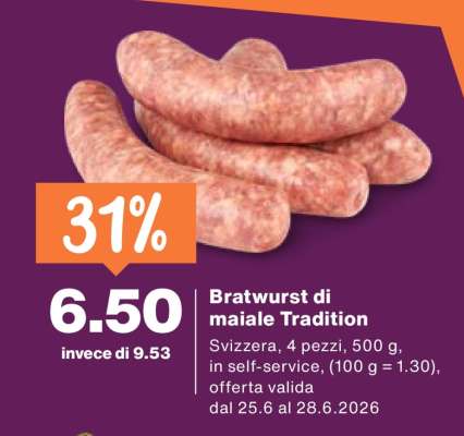 Bratwurst di maiale Tradition