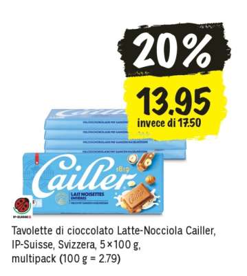 Tavolette di cioccolato Latte-Nocciola Cailler