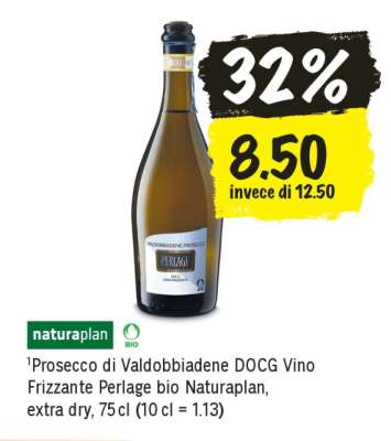 Prosecco di Valdobbiadene DOCG Vino Frizzante Perlage bio Naturaplan