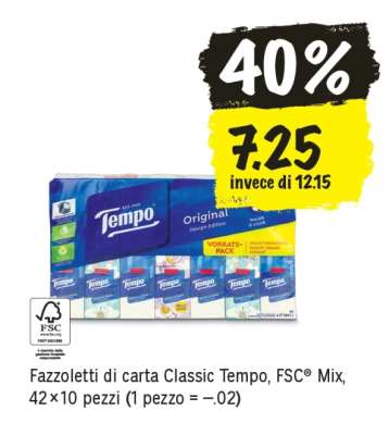 Fazzoletti di carta Classic Tempo