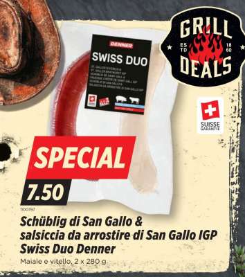 Schüblig di San Gallo & salsiccia da arrostire di San Gallo IGP Swiss Duo Denner