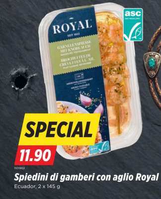 Spiedini di gamberi con aglio Royal