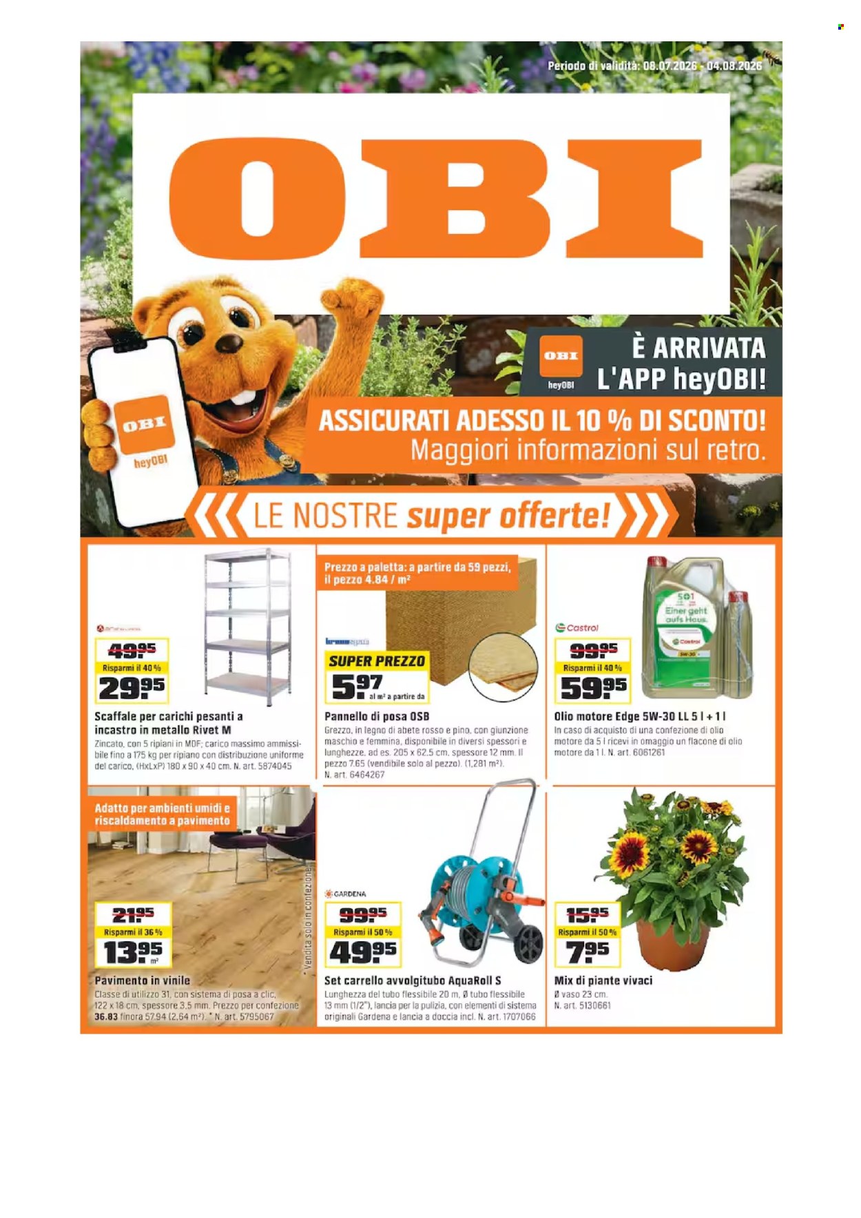Volantino OBI - 8.7.2026 - 4.8.2026. Pagina 1. Pagina 1