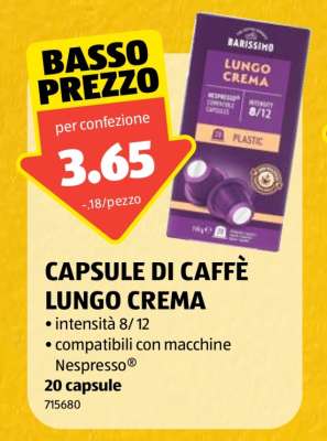 CAPSULE DI CAFFÈ LUNGO CREMA