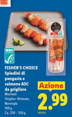 FISHER’S CHOICE Spiedini di pangasio e salmone ASC da grigliare