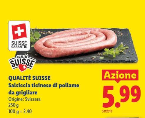 QUALITÉ SUISSE Salsiccia ticinese di pollame da grigliare