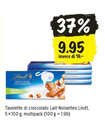 Tavolette di cioccolato Lait-Noisettes Lindt