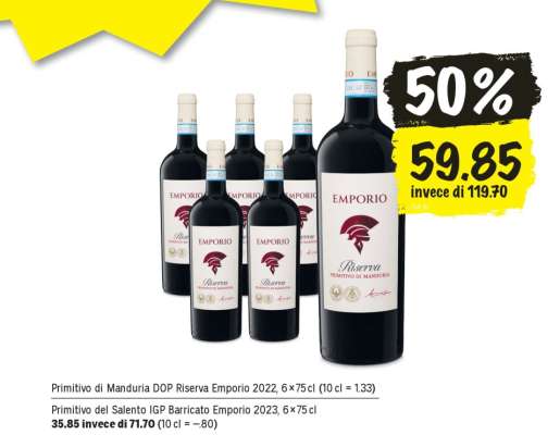 Primitivo di Manduria DOP Riserva Emporio 2022, 6 x 75 cl