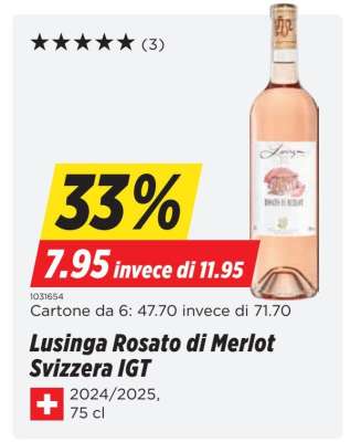 Lusinga Rosato di Merlot Svizzera IGT
