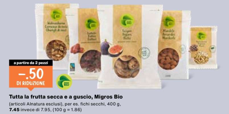 Tutta la frutta secca e a guscio, Migros Bio