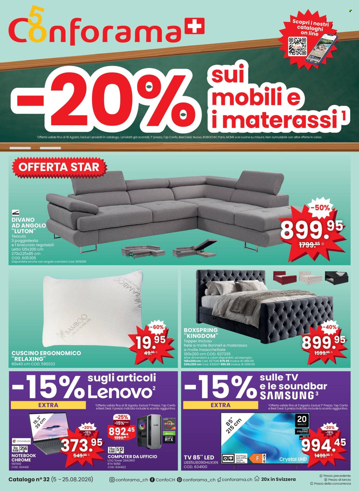Volantino Conforama - 5.8.2026 - 25.8.2026. Pagina 1. Pagina 1