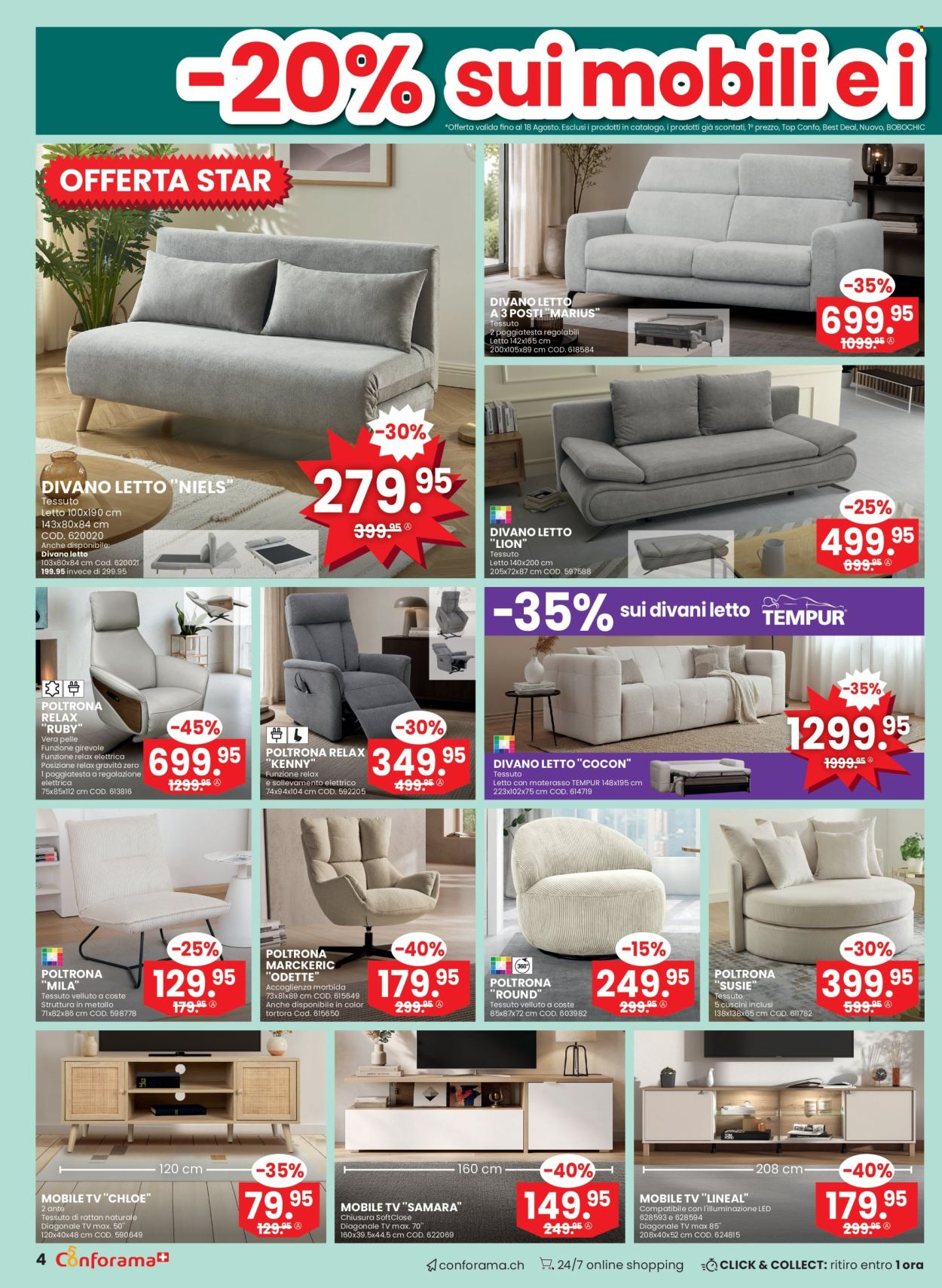 Volantino Conforama - 5.8.2026 - 25.8.2026. Pagina 4. Pagina 4