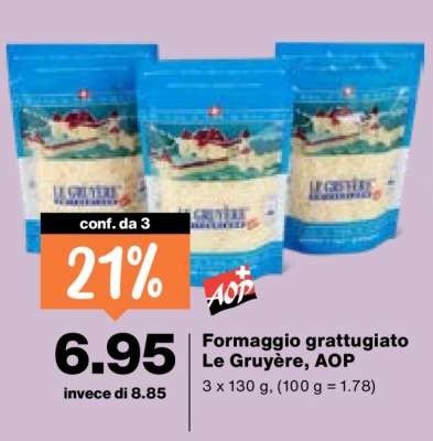 Formaggio grattugiato Le Gruyère, AOP