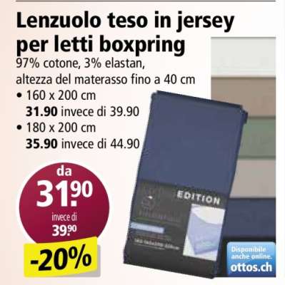 Lenzuolo teso in jersey per letti boxspring