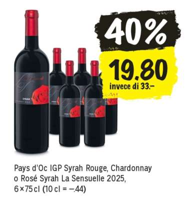 Pays d’Oc IGP Syrah Rouge, Chardonnay o Rosé Syrah La Sensuelle 2025