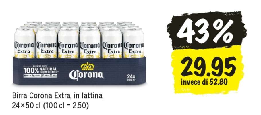 Birra Corona Extra, in lattina, 24×50 cl