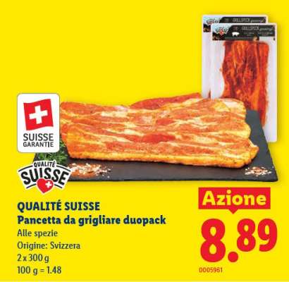 QUALITÉ SUISSE Pancetta da grigliare duopack