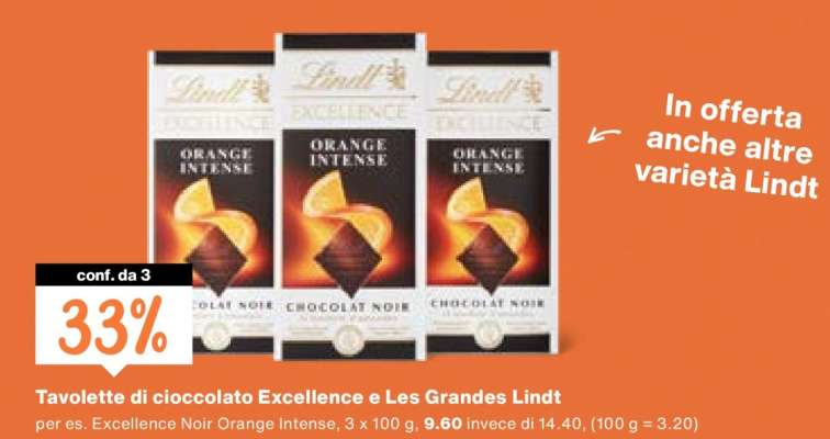 Tavolette di cioccolato Excellence e Les Grandes Lindt