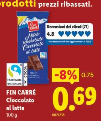 FIN CARRÉ Cioccolato al latte