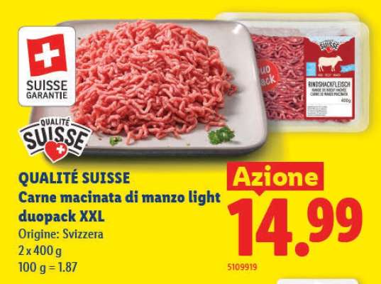 QUALITÉ SUISSE Carne macinata di manzo light duopack XXL