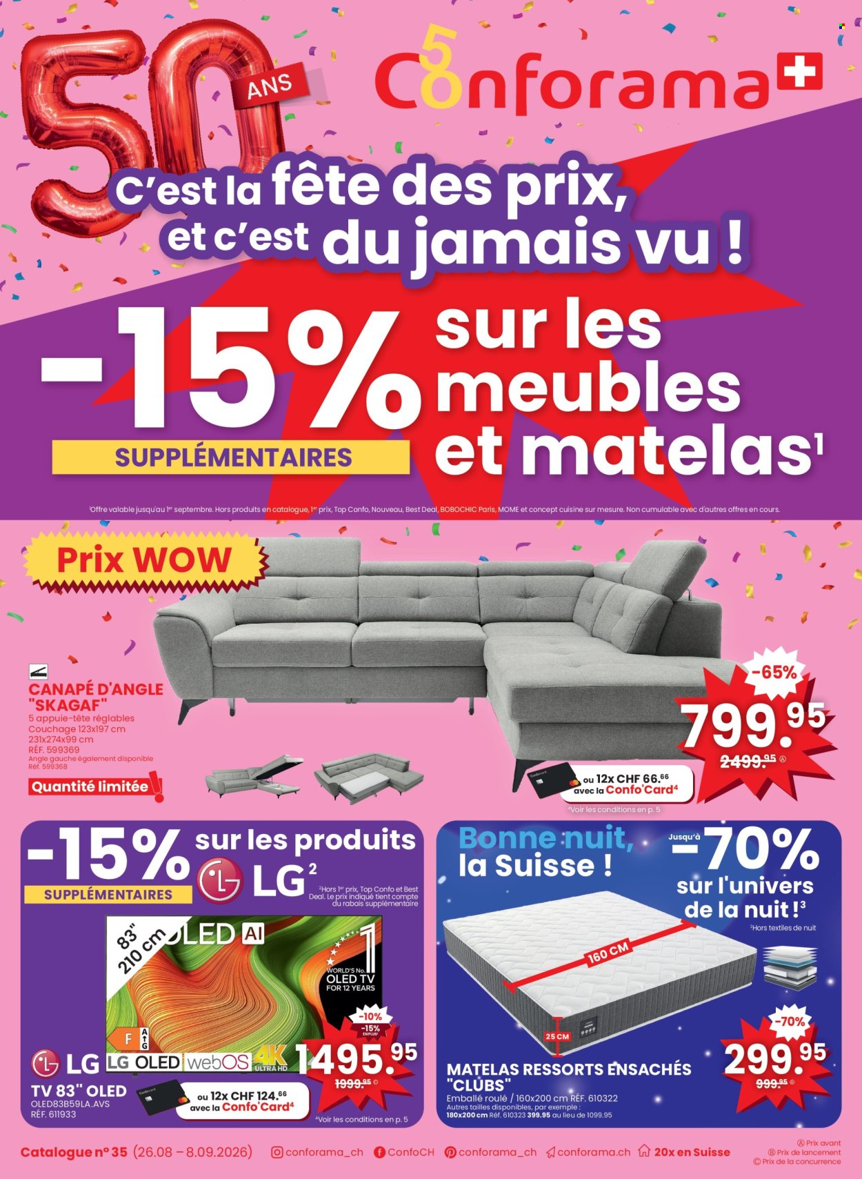 Volantino Conforama - 26.8.2026 - 8.9.2026. Pagina 1. Pagina 1