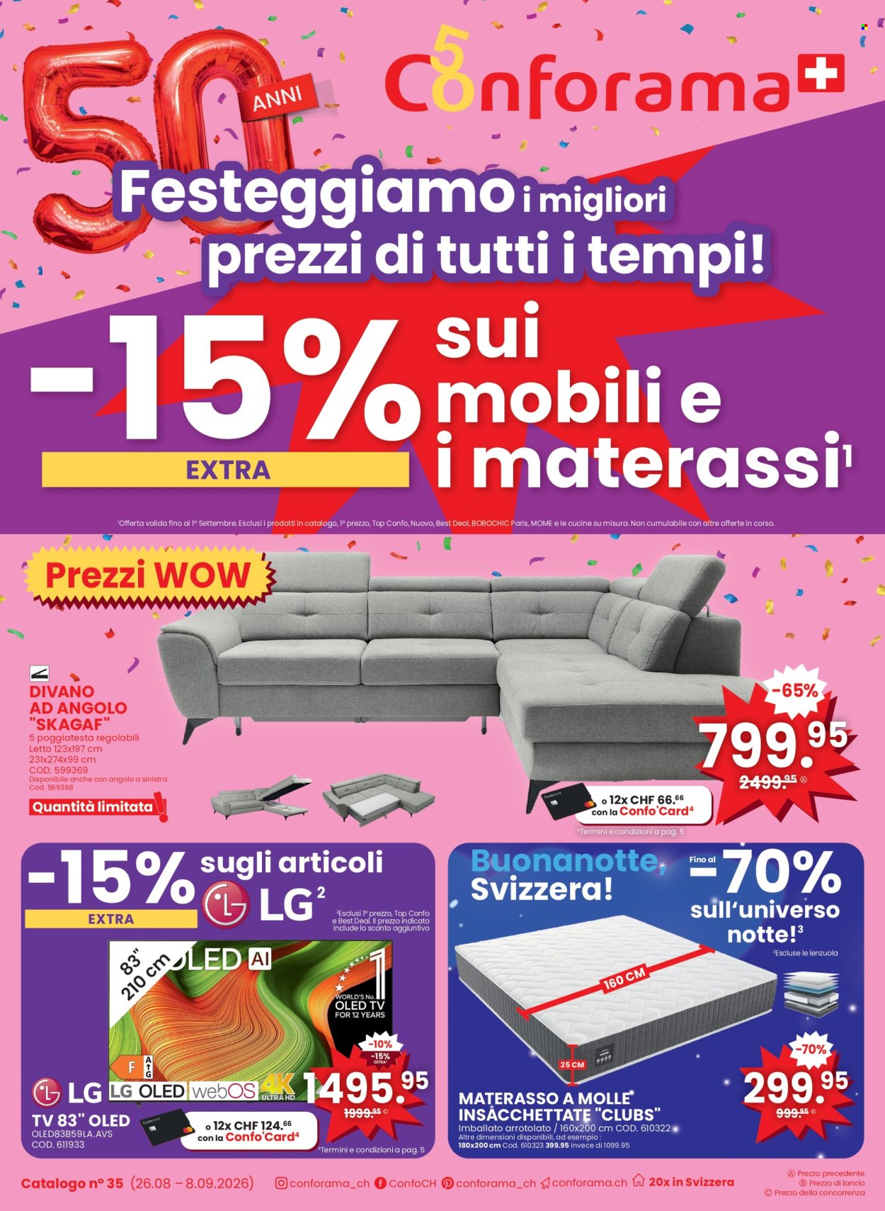 Volantino Conforama - 26.8.2026 - 8.9.2026. Pagina 1. Pagina 1