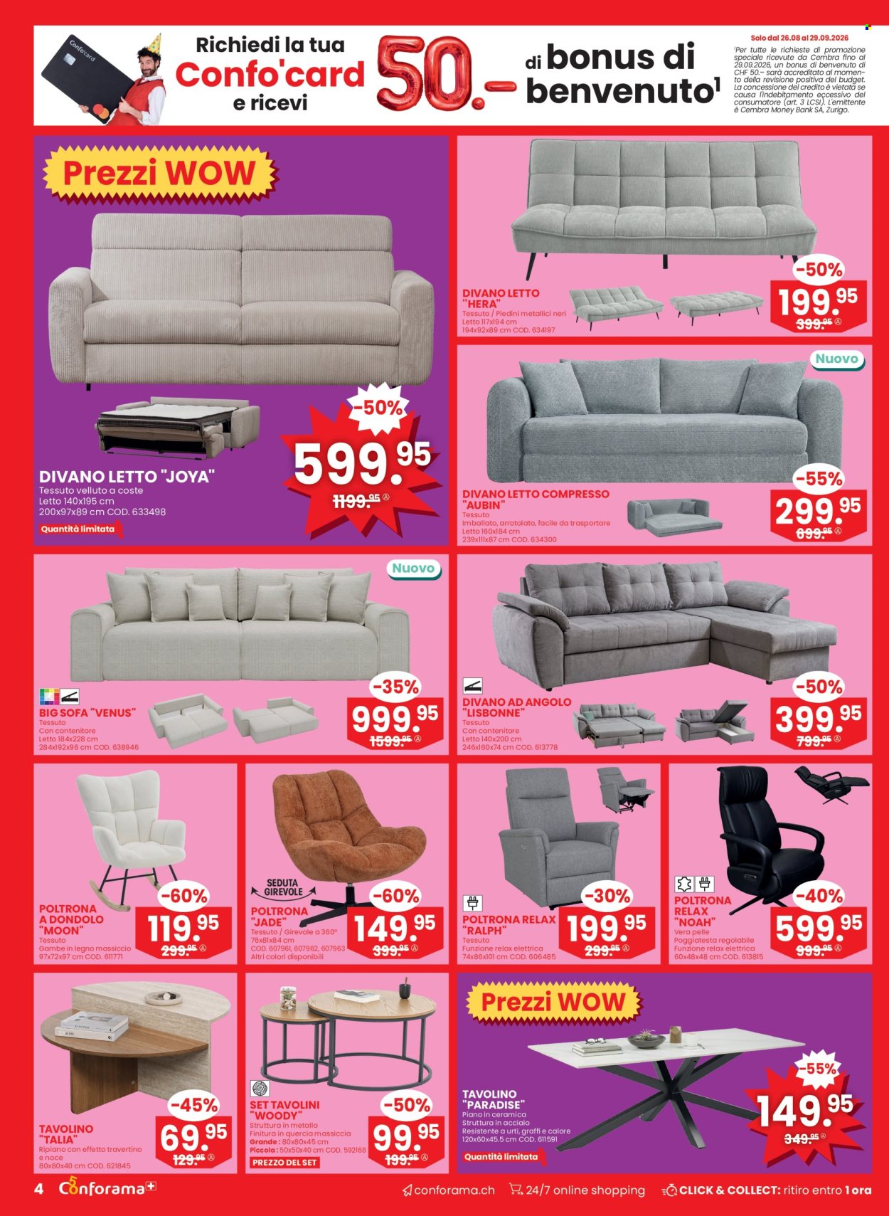 Volantino Conforama - 26.8.2026 - 8.9.2026. Pagina 4. Pagina 4