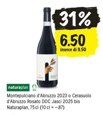 Montepulciano d’Abruzzo 2023 o Cerasuolo d’Abruzzo Rosato DOC Jasci 2025 bio