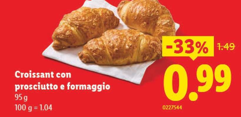 Croissant con prosciutto e formaggio