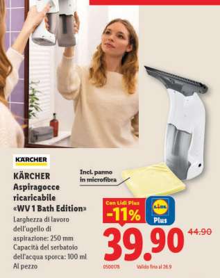 KÄRCHER Aspiragocce ricaricabile «WV 1 Bath Edition»