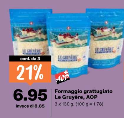 Formaggio grattugiato Le Gruyère, AOP