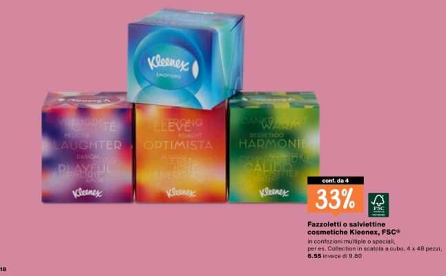 Fazzoletti o salviettine cosmetiche Kleenex, FSC
