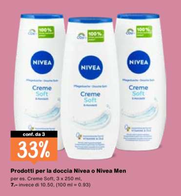 Prodotti per la doccia Nivea o Nivea Men
