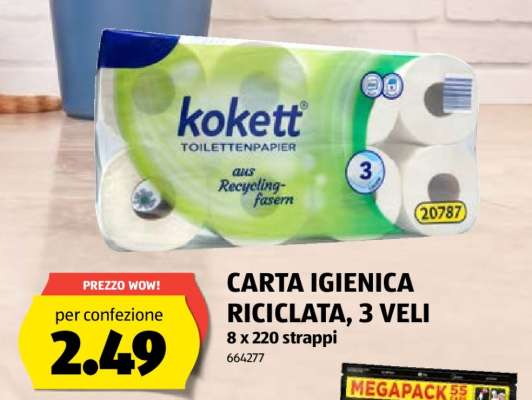 CARTA IGIENICA RICICLATA, 3 VELI