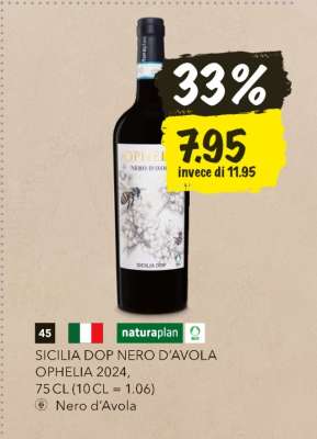 SICILIA DOP NERO D’AVOLA OPHELIA 2024