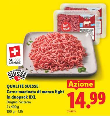 QUALITÉ SUISSE Carne macinata di manzo light in duopack XXL