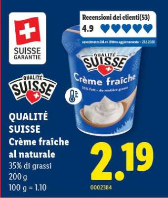QUALITÉ SUISSE Crème fraîche al naturale