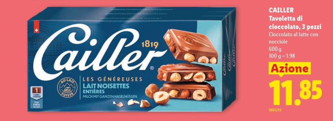 CAILLER Tavoletta di cioccolato, 3 pezzi