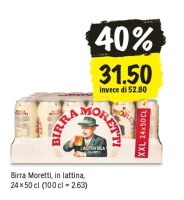 Birra Moretti, in lattina